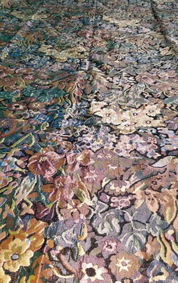 AAVUNO multicolor floral silk embroidered king size bed cover.