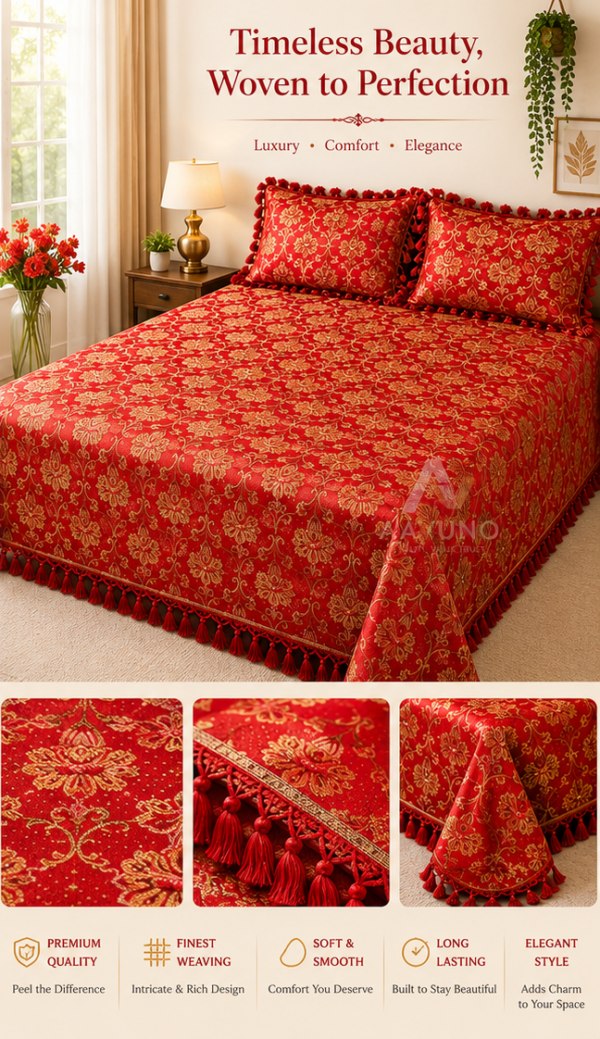 Premium embroidered bed covers by AAVUNO