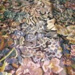 AAVUNO vintage multicolor floral silk embroidered king size bed cover.