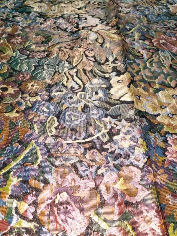 AAVUNO vintage multicolor floral silk embroidered king size bed cover.