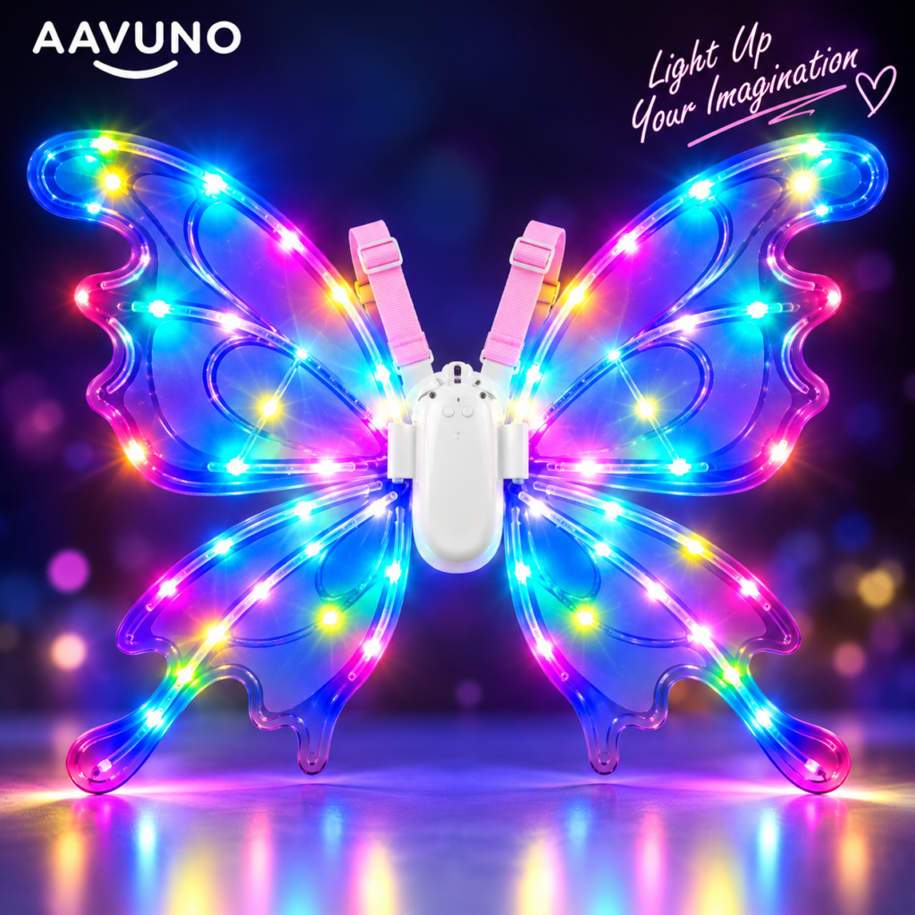 7-Color Music LED Butterfly Wings for Kids with Colourful Flashing Lights – AAVUNO