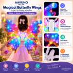 Electric moving butterfly wings with colorful LED light effects
