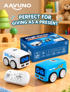 Magic Mini Bus Interactive Smart RC Toy in Sky Blue and White – AAVUNO