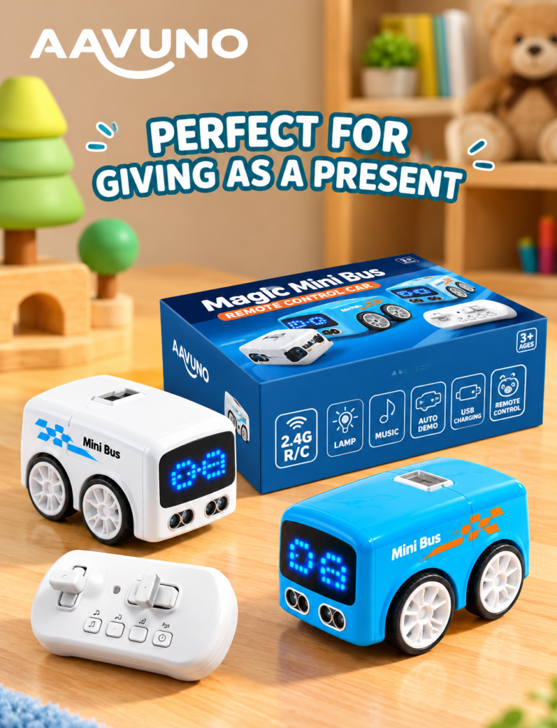 Magic Mini Bus Interactive Smart RC Toy in Sky Blue and White – AAVUNO