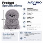 Grey Plush Owl – Touch and Sound Features